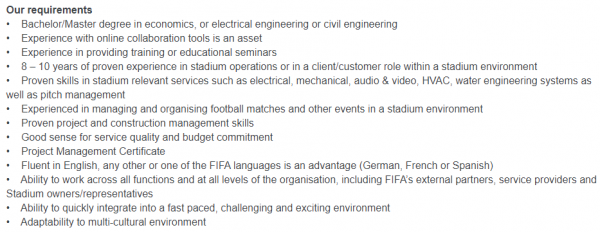 FIFA, senior stadium manager-1